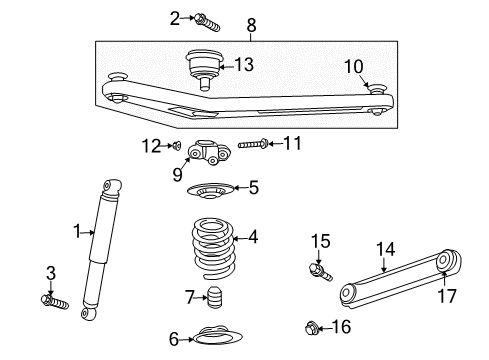 2003 Jeep Liberty Rear Suspension Components, Lower Control Arm, Upper Control Arm, Stabilizer Bar Diagram