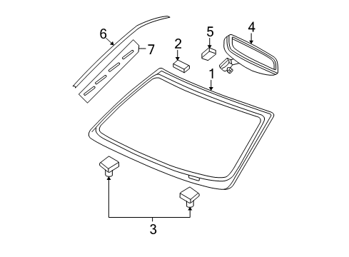2011 Ram 1500 Windshield Glass, Reveal Moldings Diagram