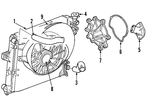 2001 Jeep Grand Cherokee Cooling System, Radiator, Water Pump, Cooling Fan Diagram 5 - Thumbnail