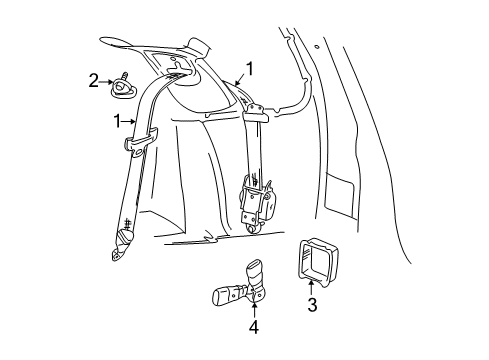 2001 Dodge Durango Rear Seat Belts Diagram 2 - Thumbnail
