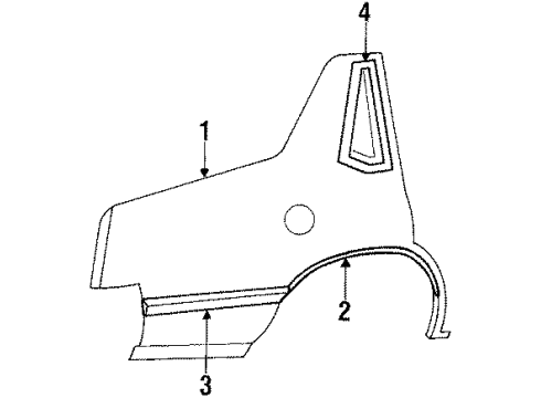 1987 Chrysler New Yorker Quarter Panel Outer Components, Exterior Trim Diagram