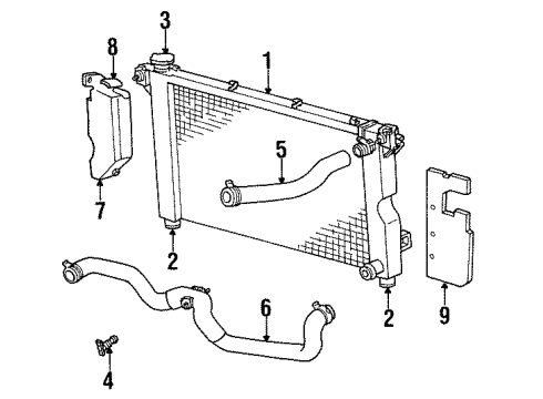 1998 Dodge Grand Caravan Radiator & Components Diagram 1 - Thumbnail