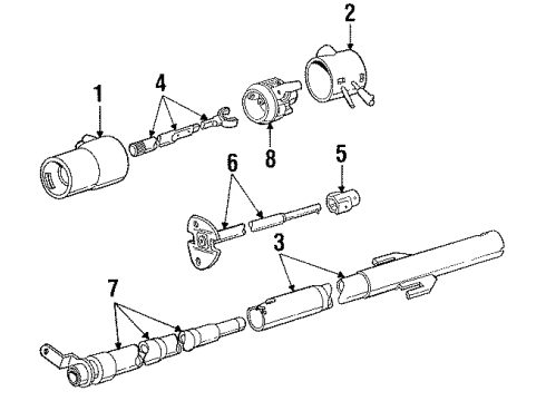 1988 Dodge Diplomat Steering Column Housing & Components, Shaft & Internal Components Diagram
