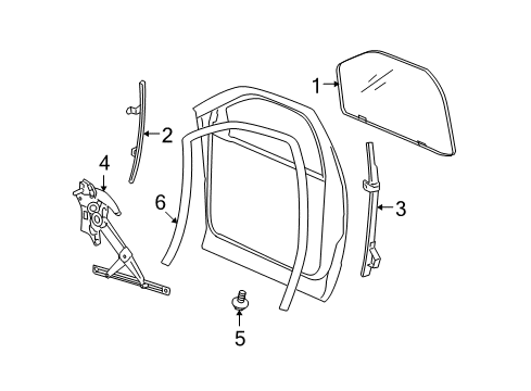 2007 Dodge Ram 1500 Front Door - Glass & Hardware Diagram 1 - Thumbnail