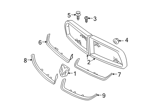 2004 Dodge Neon Grille & Components Diagram 1 - Thumbnail