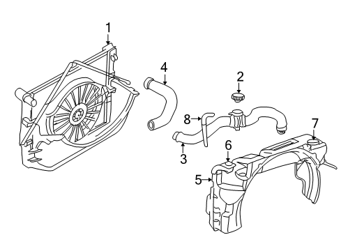 2003 Dodge Durango Radiator & Components Diagram 1 - Thumbnail
