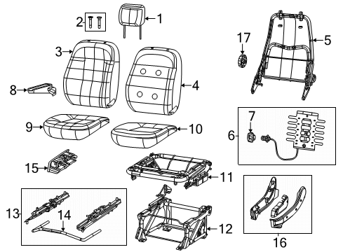 2019 Ram ProMaster 1500 Front Seat Components Diagram 3 - Thumbnail