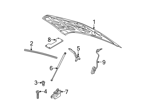 2000 Dodge Intrepid Hood & Components Diagram