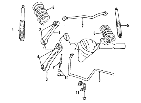 1993 Jeep Grand Cherokee Rear Suspension, Control Arm Diagram 2 - Thumbnail