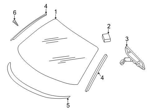 2006 Dodge Stratus Windshield Glass, Reveal Moldings Diagram
