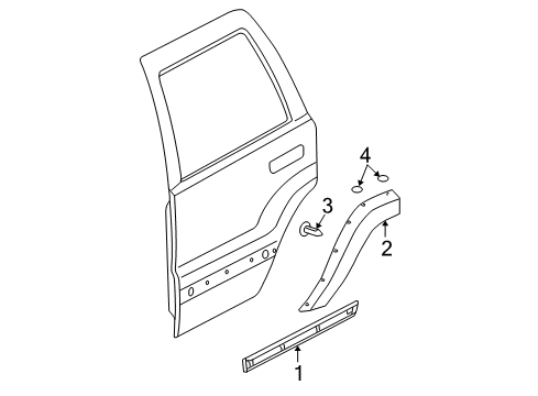 2009 Jeep Commander Exterior Trim - Rear Door Diagram