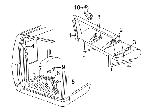 2002 Dodge Ram 2500 Van Rear Seat Belts Diagram