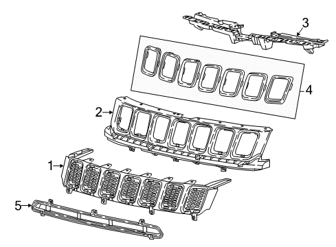 2025 Jeep Compass Grille & Components Diagram 1 - Thumbnail