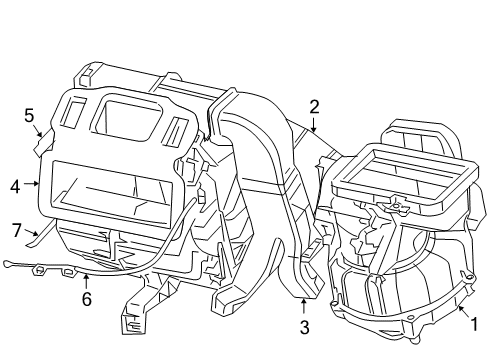 2010 Chrysler PT Cruiser A/C Evaporator & Heater Components Diagram