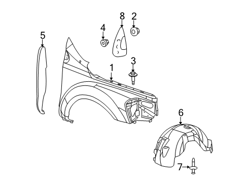 2008 Chrysler Aspen Fender & Components, Exterior Trim Diagram