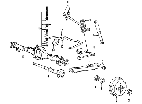 1990 Dodge Colt Rear Suspension, Axle Housing, Stabilizer Bar Diagram 1 - Thumbnail