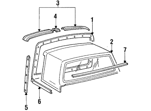 1985 Chrysler Executive Limousine Exterior Trim - Roof Diagram
