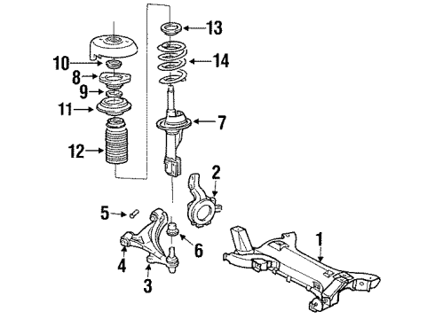 1993 Dodge Shadow Front Suspension, Control Arm, Stabilizer Bar Diagram 1 - Thumbnail