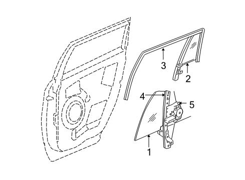 2005 Chrysler Pacifica Rear Door - Glass & Hardware Diagram
