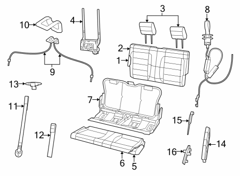 2025 Jeep Wrangler Rear Seat Components Diagram 2 - Thumbnail
