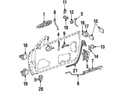 1998 Chrysler Sebring Lock & Hardware Diagram 1 - Thumbnail