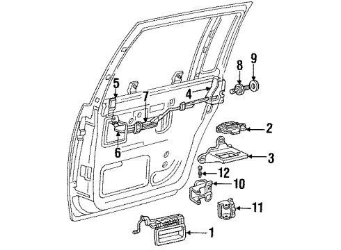 1993 Chrysler New Yorker Rear Door - Hardware Diagram