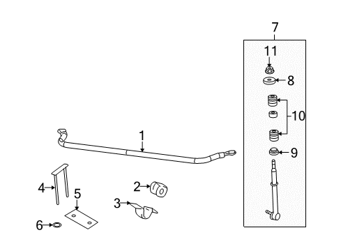 2009 Dodge Durango Stabilizer Bar & Components - Front Diagram 1 - Thumbnail