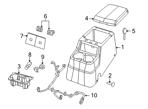 2009 Dodge Durango Front Console, Rear Console Diagram