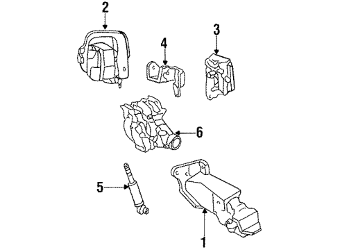 1988 Dodge Daytona Engine & Trans Mounting Diagram 1 - Thumbnail