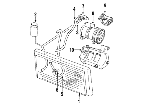 1995 Dodge Intrepid A/C Condenser, Compressor & Lines Diagram