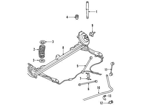 2003 Chrysler PT Cruiser Rear Axle, Stabilizer Bar, Suspension Components Diagram