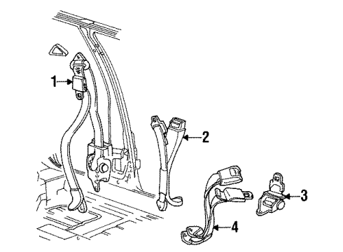 1991 Dodge Dynasty Front Seat Belts, Rear Seat Belts Diagram