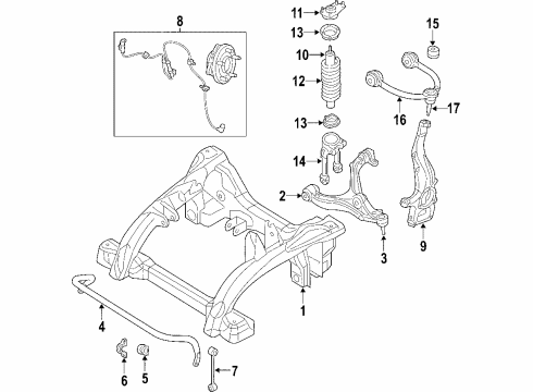 2006 Jeep Grand Cherokee Front Suspension, Control Arm, Stabilizer Bar Diagram 2 - Thumbnail