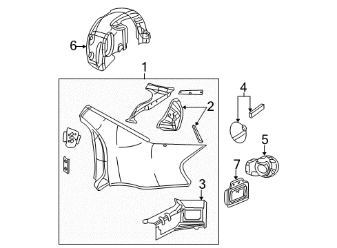 2005 Dodge Stratus Quarter Panel & Components, Exterior Trim Diagram