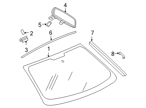 2009 Chrysler Sebring Windshield Glass, Reveal Moldings Diagram 1 - Thumbnail