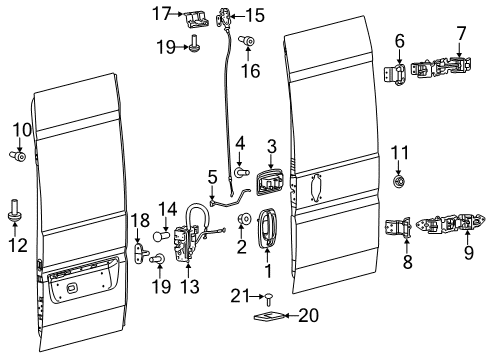 2019 Ram ProMaster 1500 Back Door - Lock & Hardware Diagram 2 - Thumbnail
