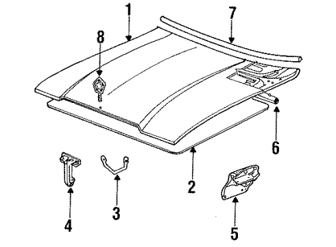 1987 Chrysler Town & Country Hood & Components, Exterior Trim Diagram