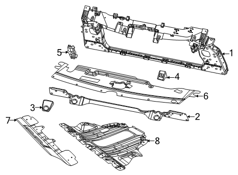 2019 Jeep Compass Radiator Support, Splash Shields Diagram