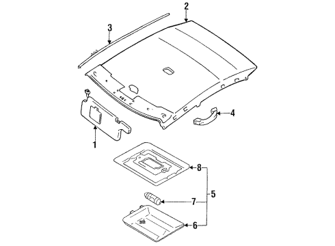 1993 Dodge Colt Interior Trim - Roof Diagram 2 - Thumbnail