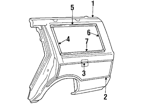 1985 Chrysler Town & Country Quarter Panel & Components, Exterior Trim, Body Diagram 2 - Thumbnail