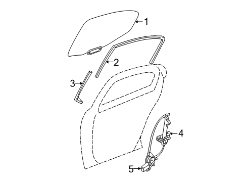 2005 Dodge Stratus Rear Door - Glass & Hardware Diagram