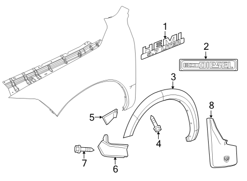 2021 Ram 1500 Classic Exterior Trim - Fender Diagram