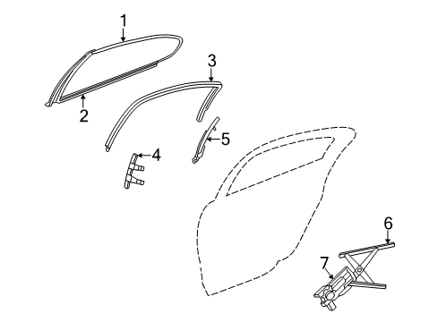 2000 Dodge Intrepid Rear Door - Glass & Hardware Diagram
