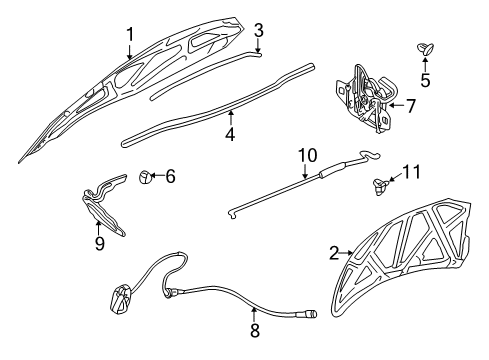 2002 Chrysler Sebring Hood & Components, Body Diagram 3 - Thumbnail