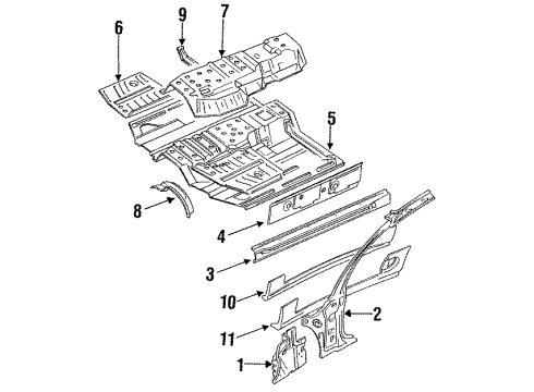 1996 Dodge Stealth Hinge Pillar, Rocker, Exterior Trim, Floor Diagram