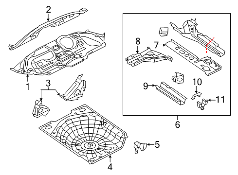 2013 Dodge Dart Rear Body - Floor & Rails Diagram