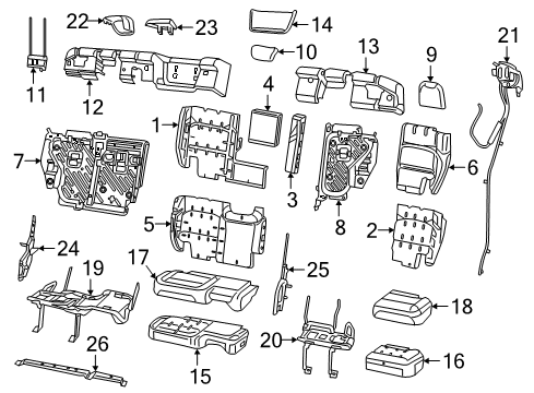 2019 Jeep Wrangler Rear Seat Components Diagram 1 - Thumbnail