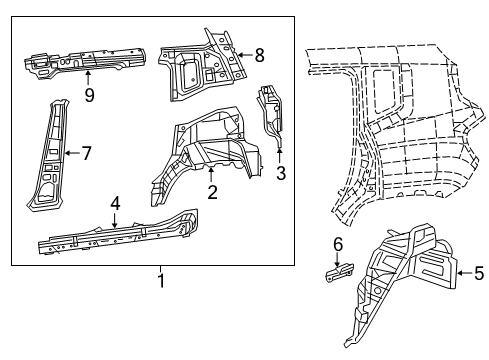 2019 Jeep Renegade Inner Structure - Quarter Panel Diagram