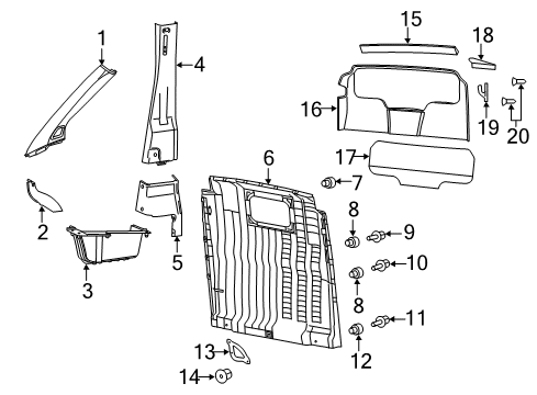 2019 Ram ProMaster 1500 Interior Trim - Pillars, Rocker & Floor Diagram