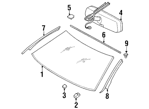 1999 Chrysler LHS Windshield Glass, Reveal Moldings Diagram
